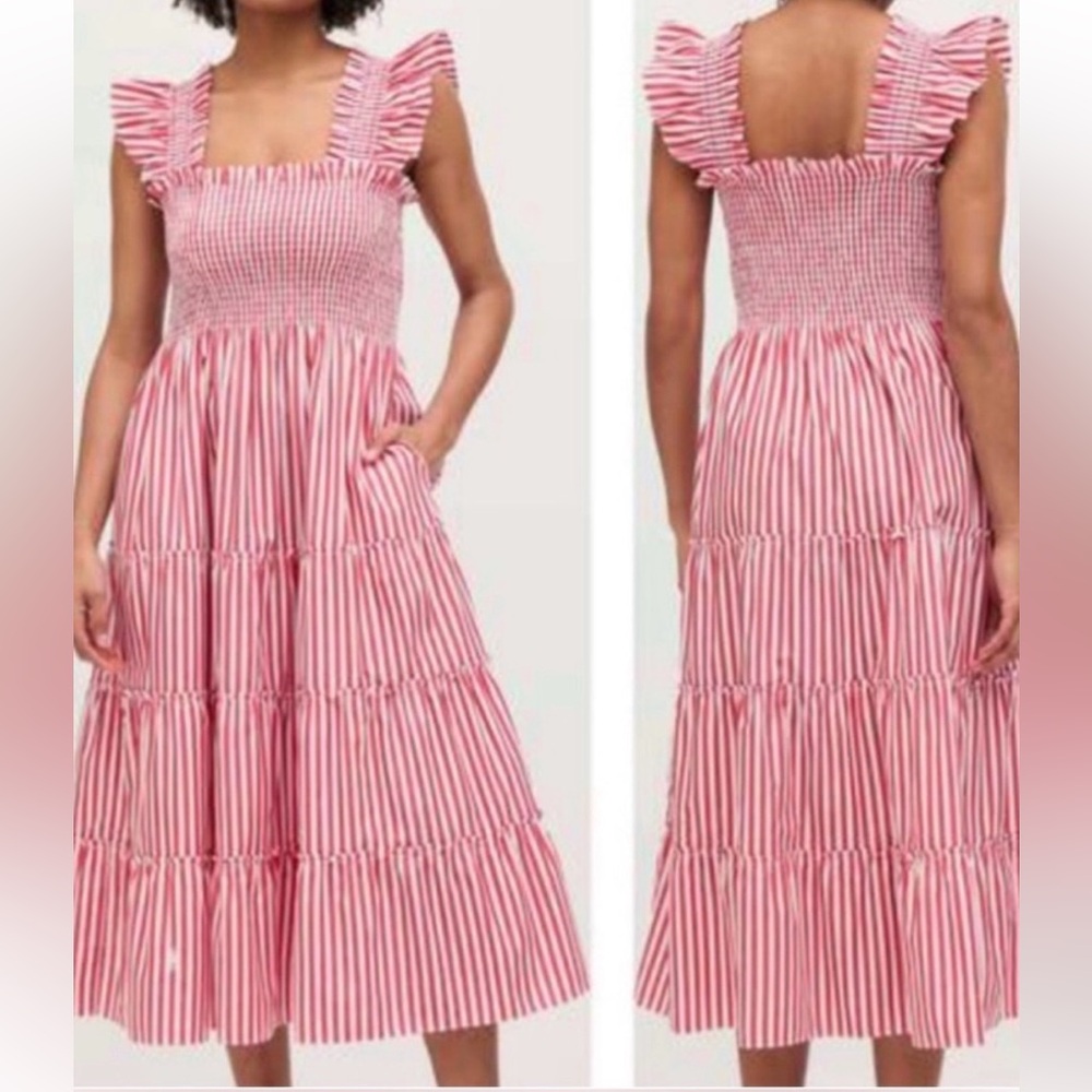 Hill House Red Cherry Striped Ellie Nap Dress size Small